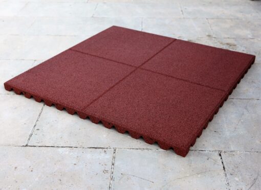 Dalles en caoutchouc ROUGE- 1m x 1m - 45mm (Ext)