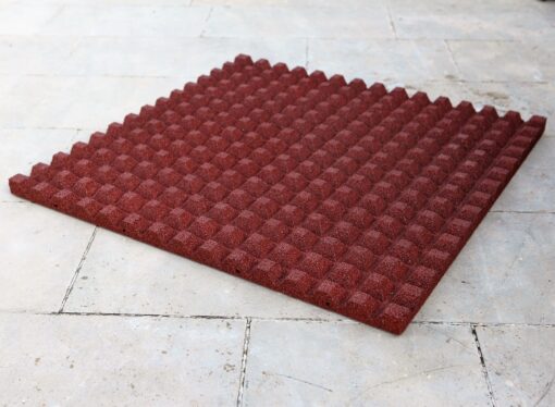 Dalles en caoutchouc ROUGE - 1m x 1m - 40mm – Image 2