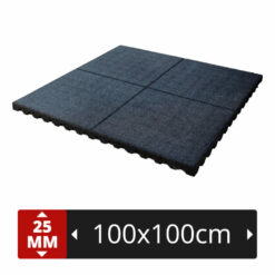 Dalles en caoutchouc NOIR - 1m x 1m - 25mm
