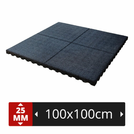 Dalles en caoutchouc NOIR - 1m x 1m - 25mm