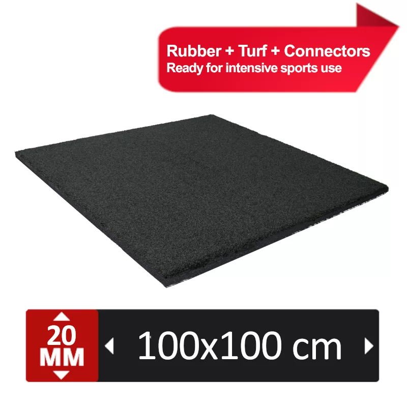 Dalle Fitness ULTRA 20mm - avec TURF noir (+connecteurs)